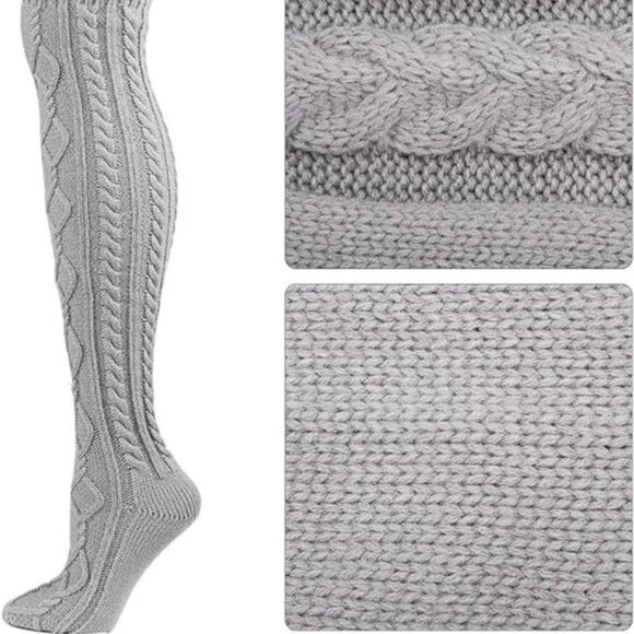 Warm cable knitted high socks - Picture 3 of 4